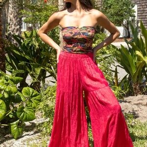 New Natural Life Patti Palazzo Pant - Jacquard Magenta XL NWT